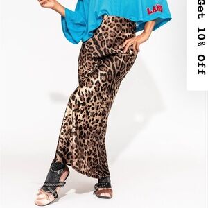 Dressed in Lala Supernova Bias Satin Skirt in Leopard